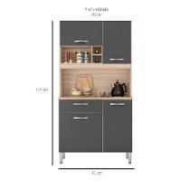 Cozinha Compacta Malta 4 Portas 1 Gaveta Avena e Grafito - 3