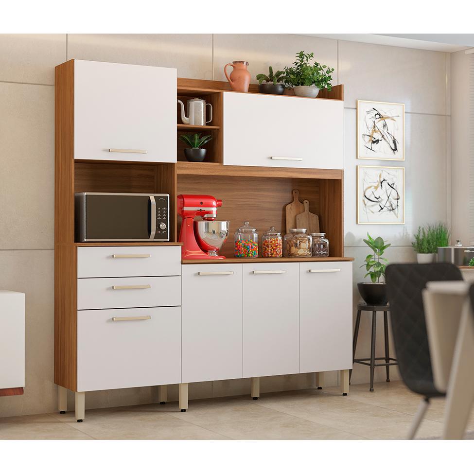 Kit de Cozinha Select 6 Portas 2 Gavetas Amendola e Branco - 1