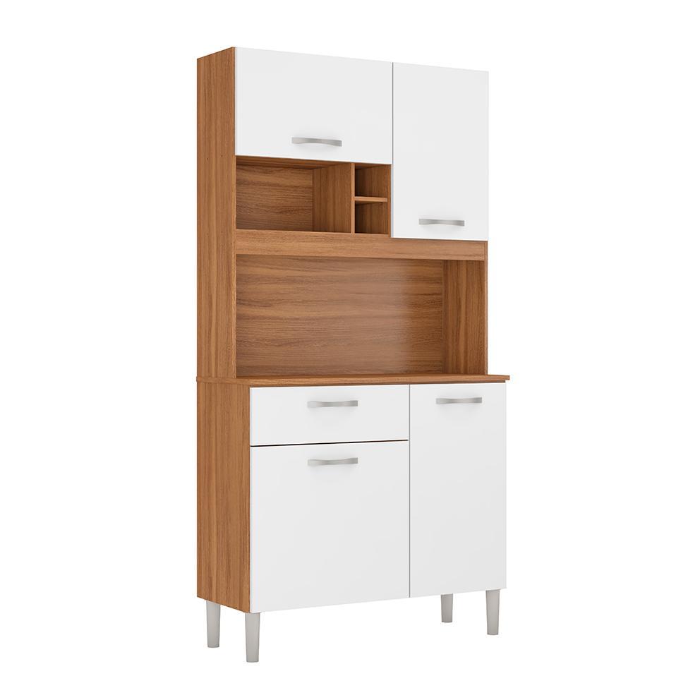 Kit de Cozinha Malta 4 Portas 1 Gaveta Amêndola e Branco - 2
