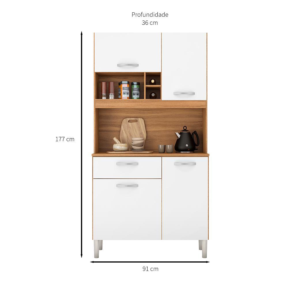 Kit de Cozinha Malta 4 Portas 1 Gaveta Amêndola e Branco - 3