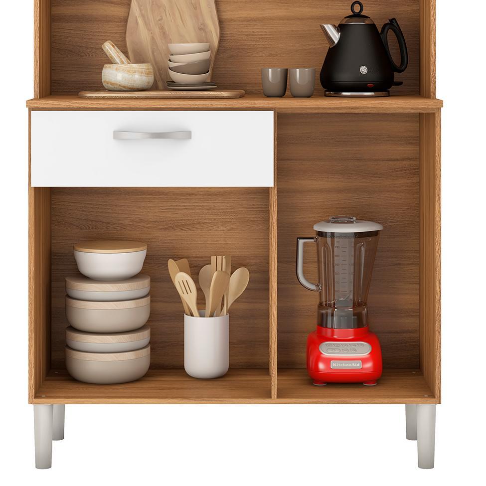 Kit de Cozinha Malta 4 Portas 1 Gaveta Amêndola e Branco - 5
