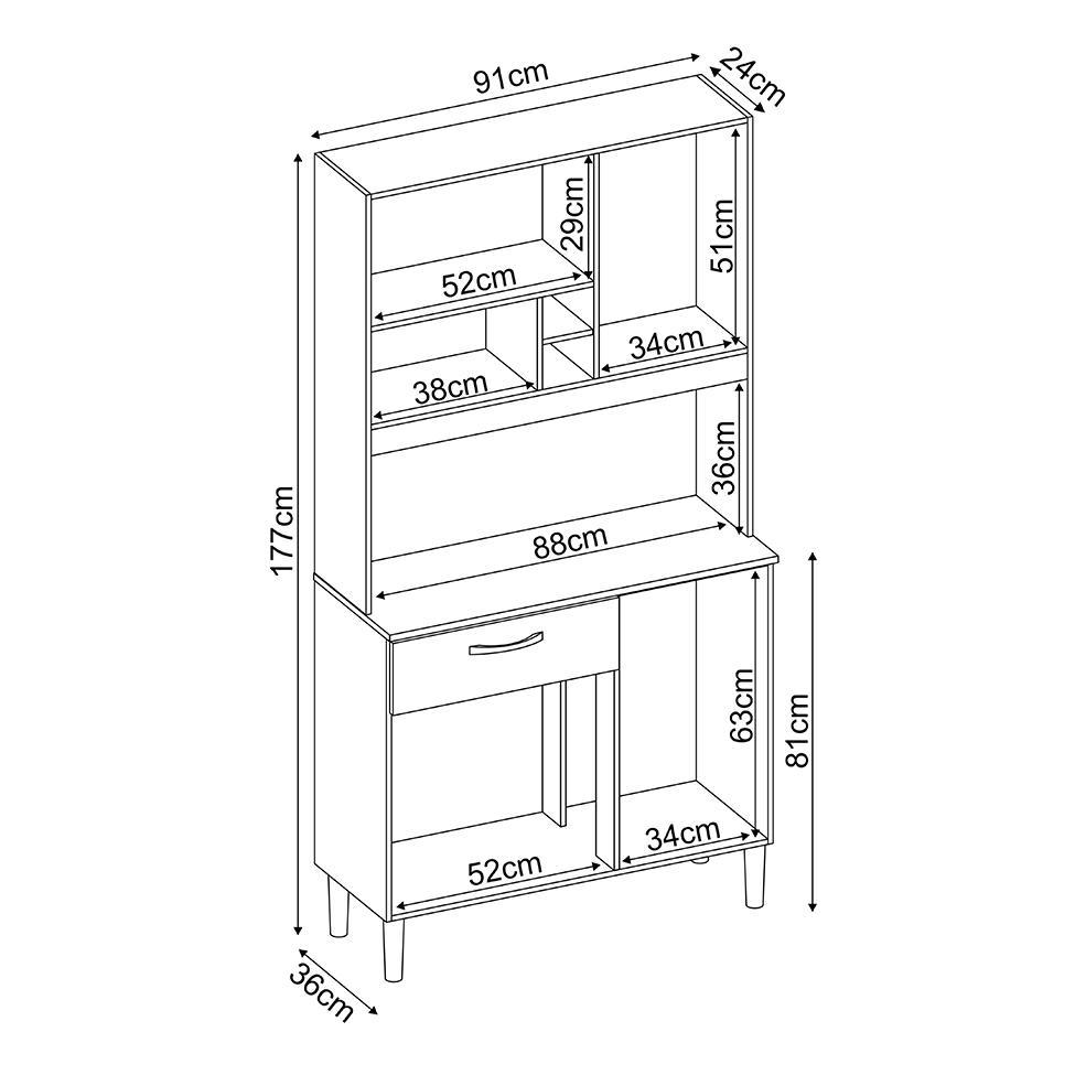 Kit de Cozinha Malta 4 Portas 1 Gaveta Amêndola e Branco - 6