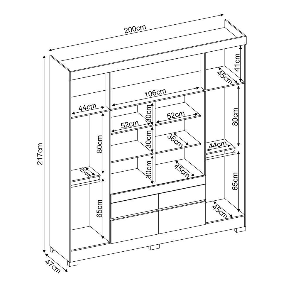 Guarda-Roupa Casal Cannes 4 PT 4 GV Off White e Amendola - 4