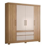 Guarda-Roupa Casal Cannes 4 PT 4 GV Off White e Amendola - 1