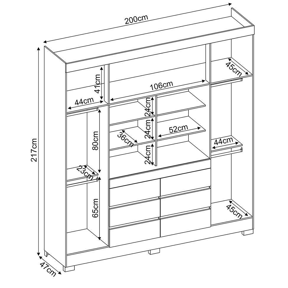 Guarda-Roupa Casal com Espelho Trevi 4 Portas 6 Gavetas Branco - 4