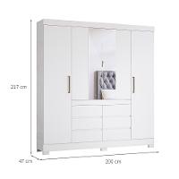 Guarda-Roupa Casal com Espelho Trevi 4 Portas 6 Gavetas Branco - 3