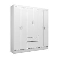Guarda-Roupa Solteiro Sória Flex 6 Portas 2 Gavetas Branco e Rosa - 1