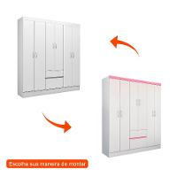Guarda-Roupa Solteiro Sória Flex 6 Portas 2 Gavetas Branco e Rosa - 5