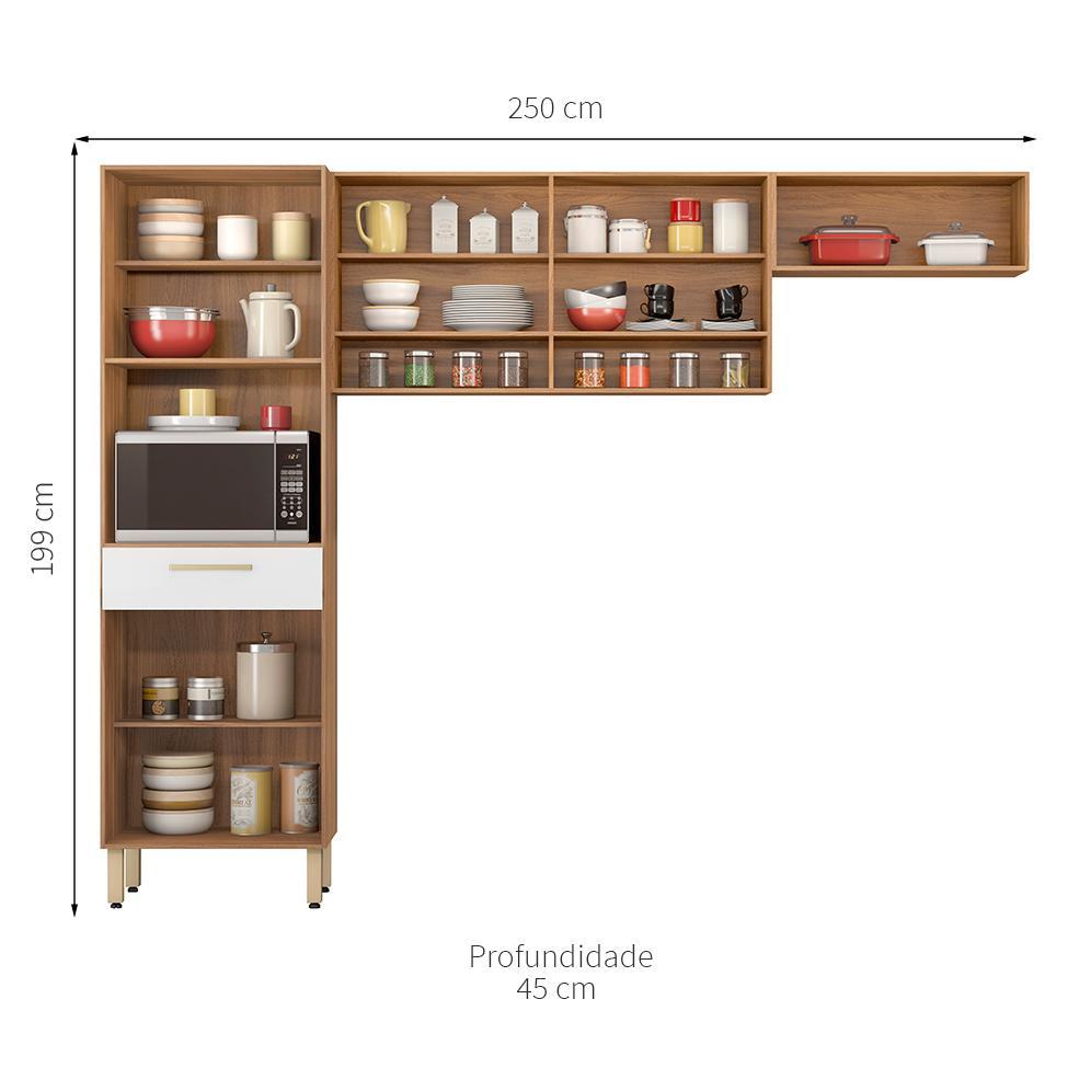 Armário de Cozinha Compacta Dama 6 Portas 1 Gaveta Amendola e Branco - 2