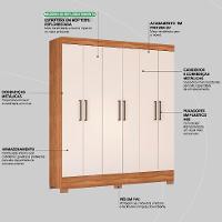 Guarda-Roupa Casal Marine 6 Portas 2 Gavetas Amendola e Off White - 5