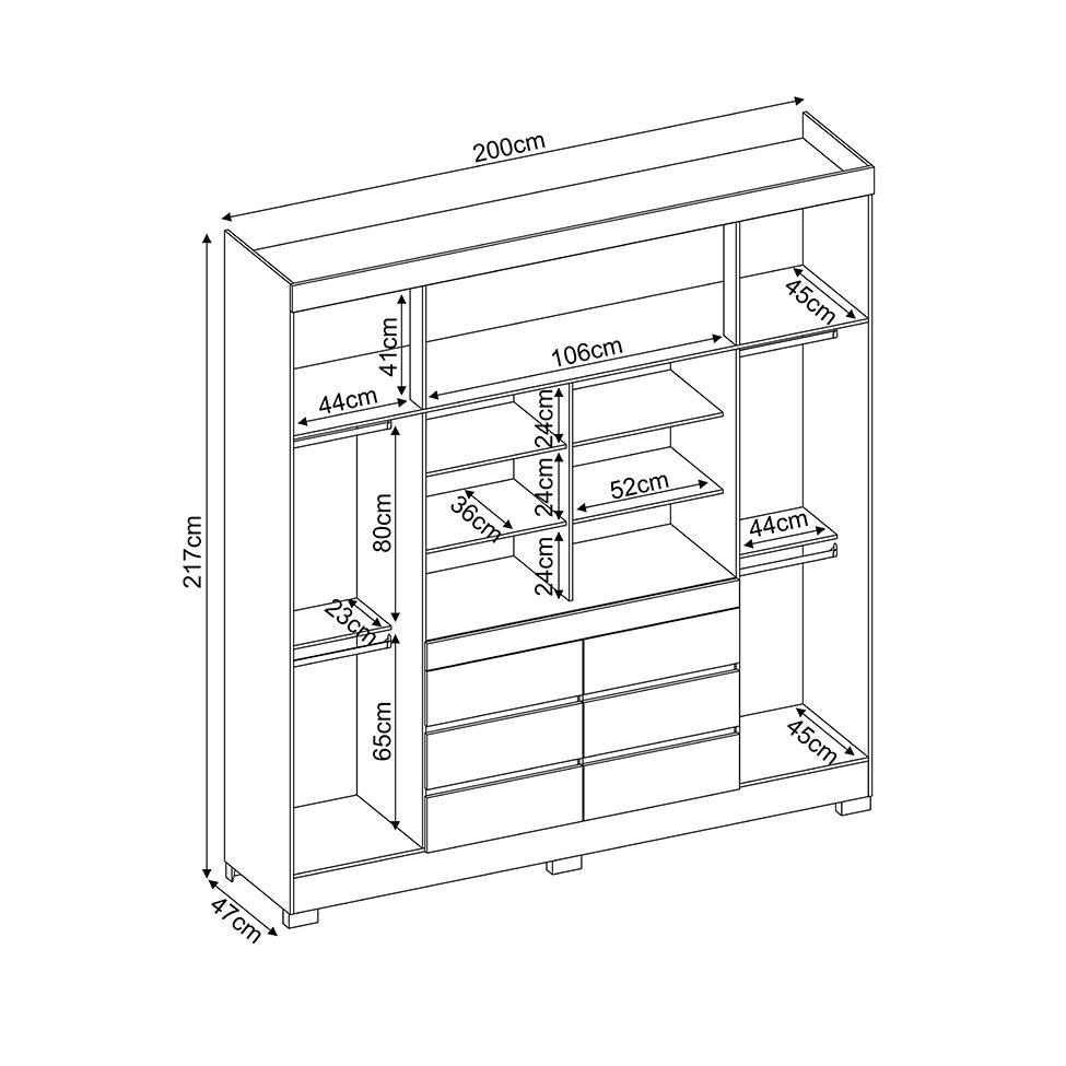 Guarda-Roupa Casal com Espelho Trevi 4 Portas 6 Gavetas Café - 3