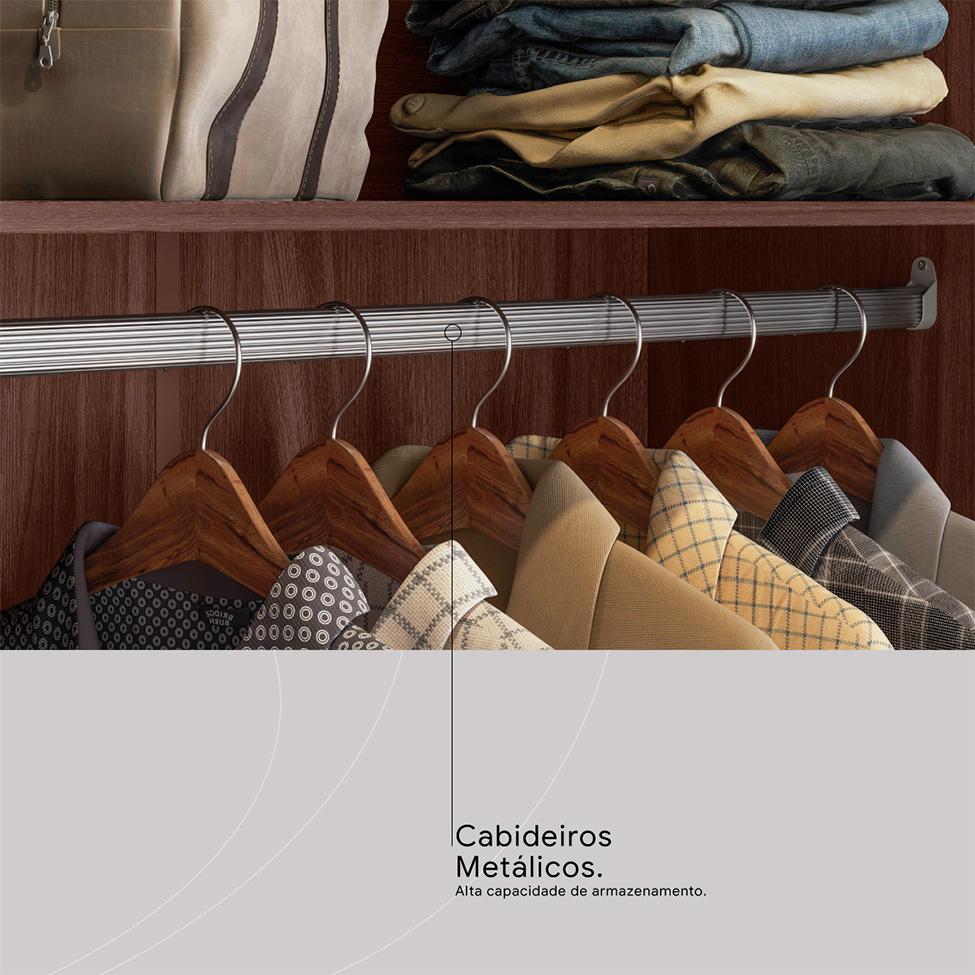 Guarda-Roupa Casal com Espelho Trevi 4 Portas 6 Gavetas Café - 10