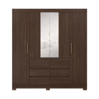 Guarda-Roupa Casal com Espelho Trevi 4 Portas 6 Gavetas Café
