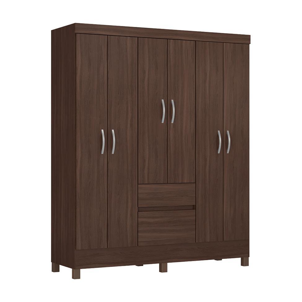 Guarda-Roupa Casal Sória 6 Portas 2 Gavetas Café - 1