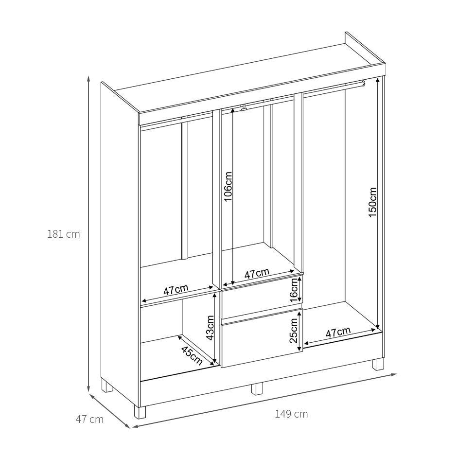 Guarda-Roupa Casal Sória 6 Portas 2 Gavetas Café - 3