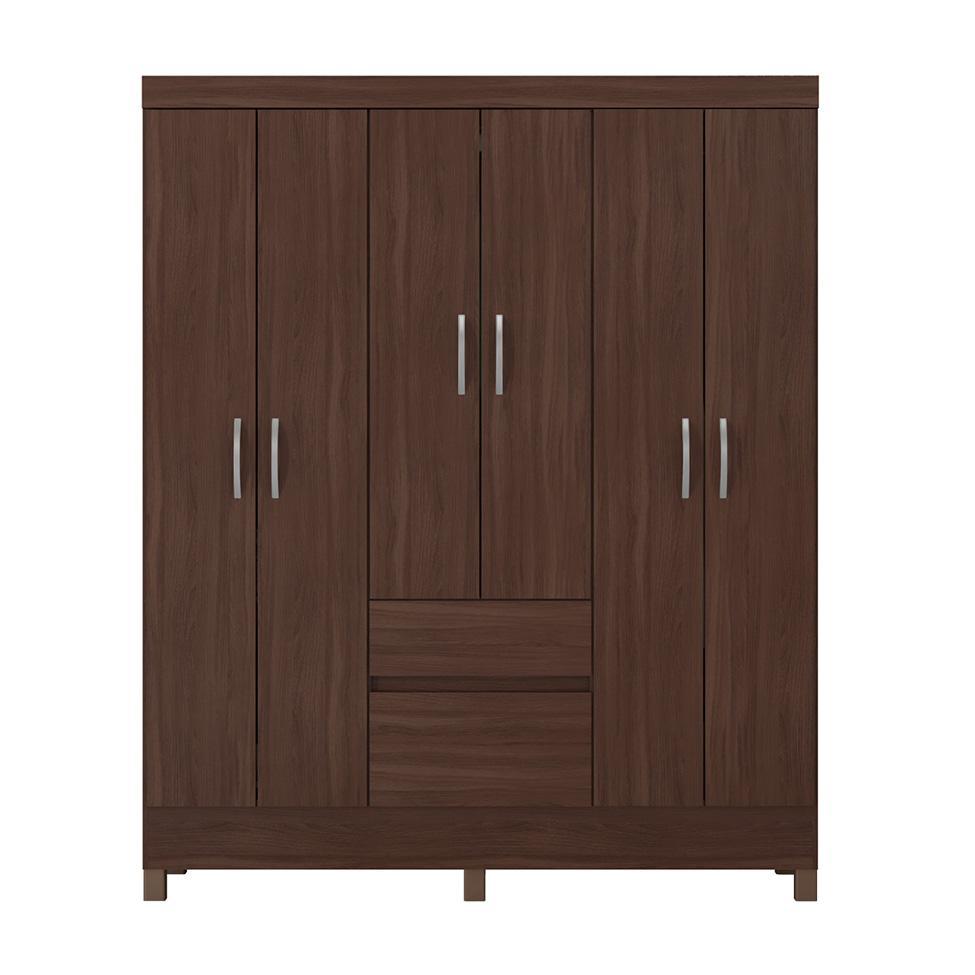 Guarda-Roupa Casal Sória 6 Portas 2 Gavetas Café - 5