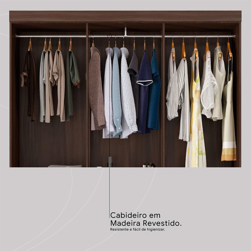Guarda-Roupa Casal Sória 6 Portas 2 Gavetas Café - 7
