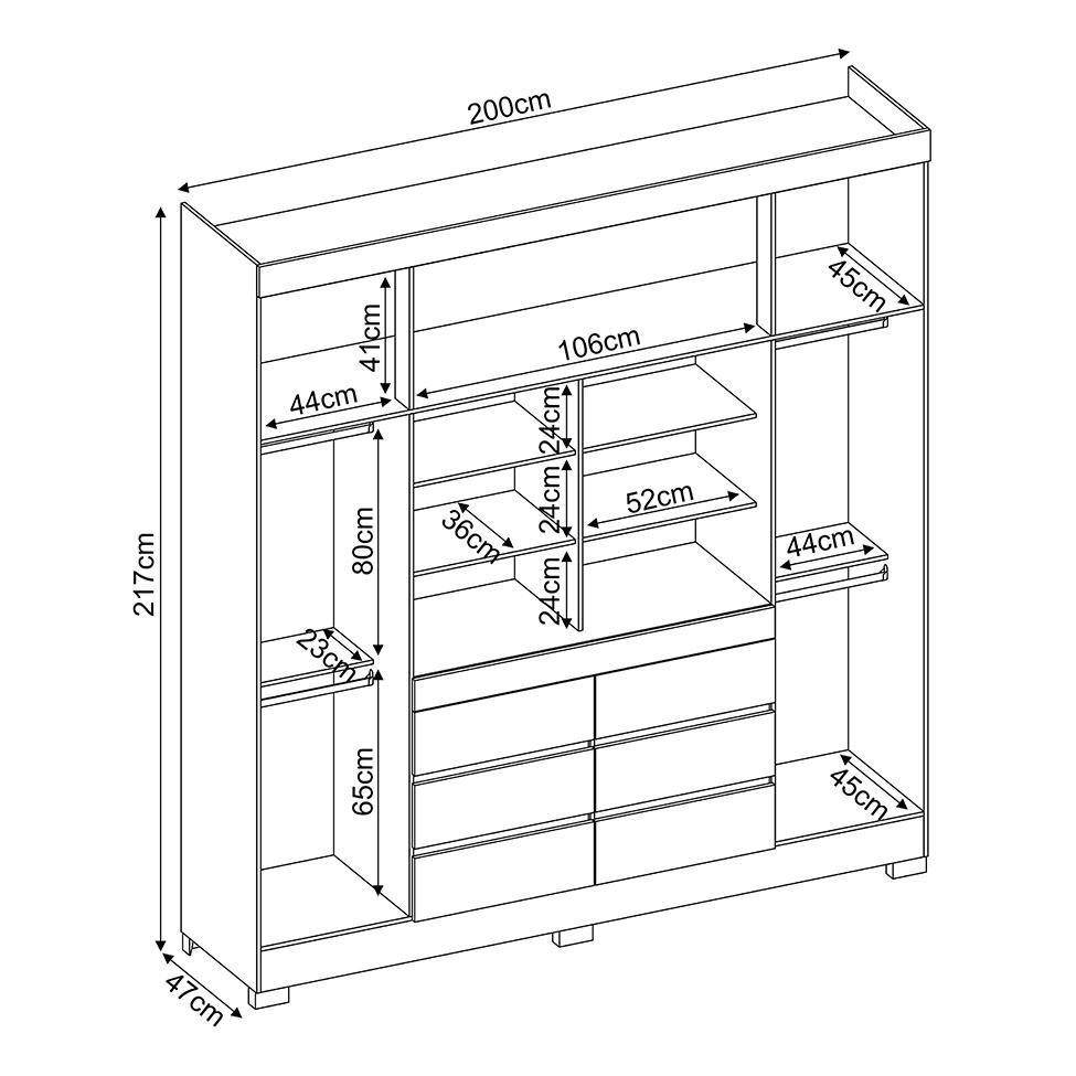 Guarda-Roupa Casal com Espelho Trevi 4 Portas 6 Gavetas Off White e Amendola - 4