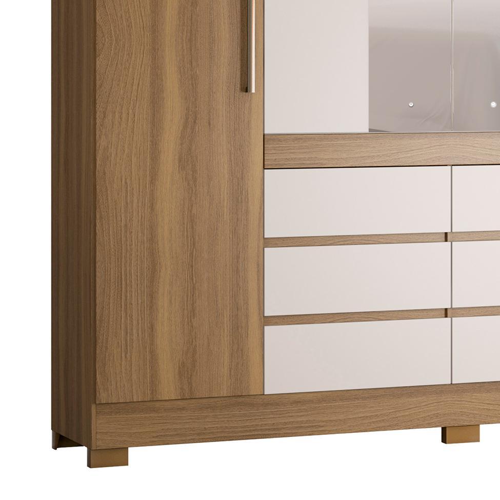 Guarda-Roupa Casal com Espelho Trevi 4 Portas 6 Gavetas Off White e Amendola - 5