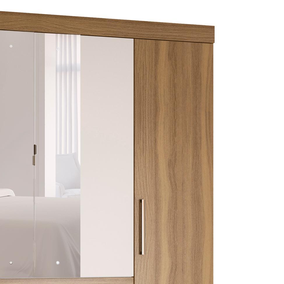 Guarda-Roupa Casal com Espelho Trevi 4 Portas 6 Gavetas Off White e Amendola - 6