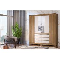 Guarda-Roupa Casal com Espelho Trevi 4 Portas 6 Gavetas Off White e Amendola - 2