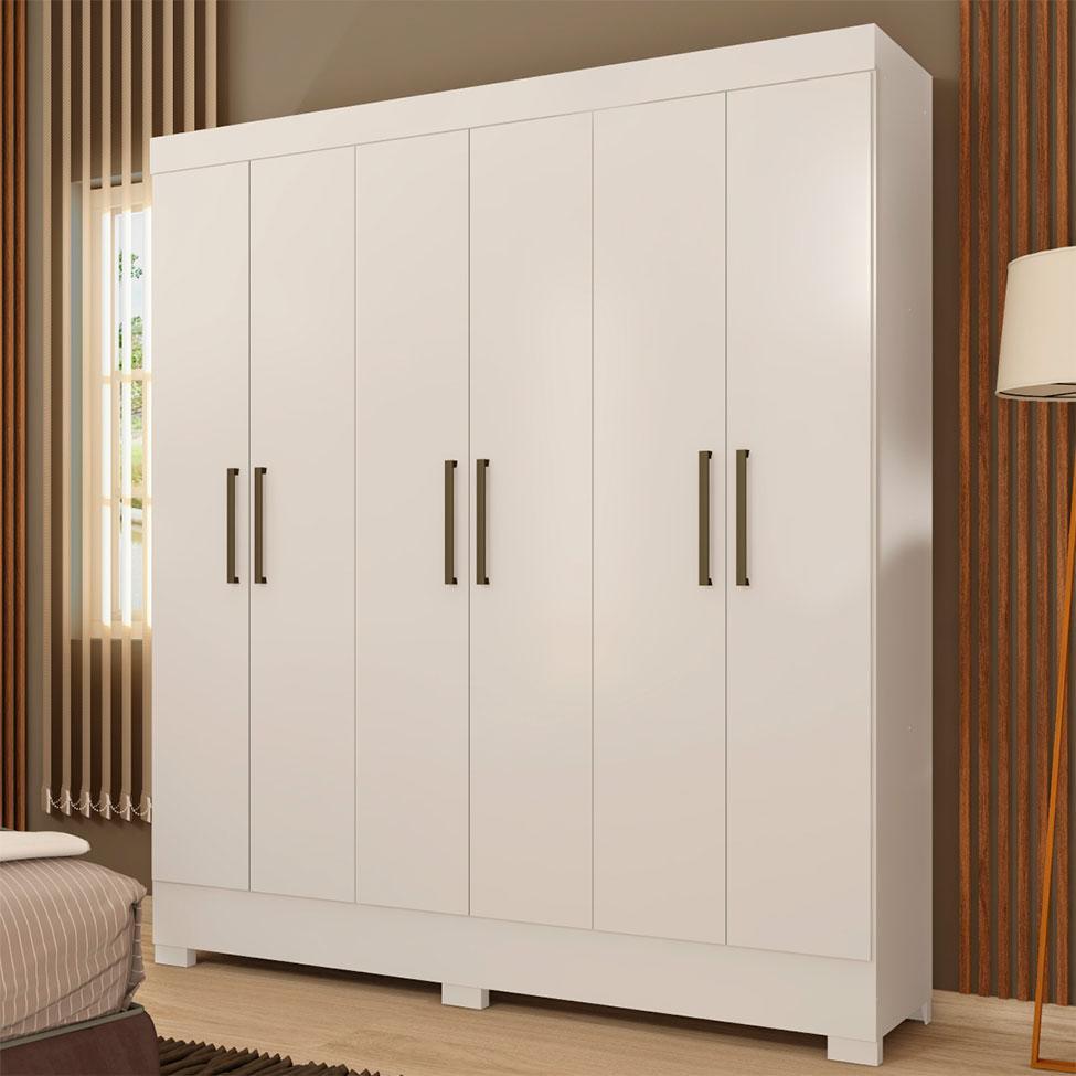 Guarda-Roupa Casal Marine 6 Portas 2 Gavetas Branco - 1
