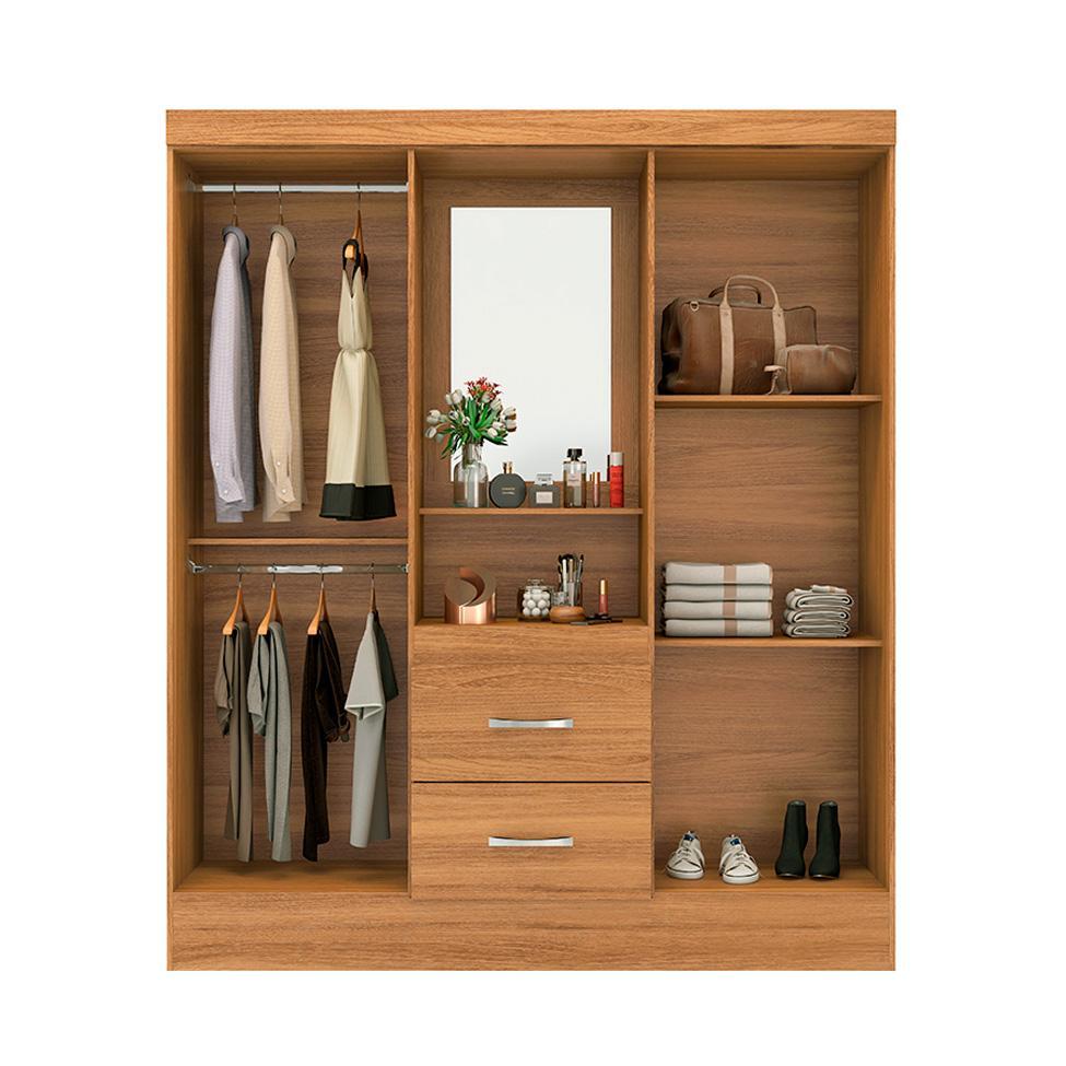 Guarda-Roupa Solteiro com Espelho Embers 4 Portas 2 Gavetas Amêndola - 2