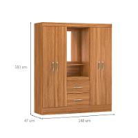 Guarda-Roupa Solteiro com Espelho Embers 4 Portas 2 Gavetas Amêndola - 3