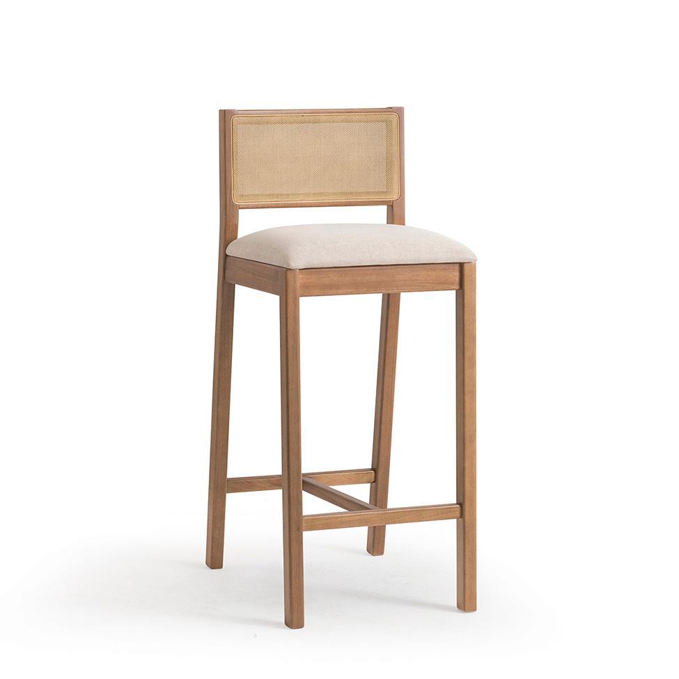 Banqueta Serena com Tela Nogueira Poliéster Bege e Marrom - 1