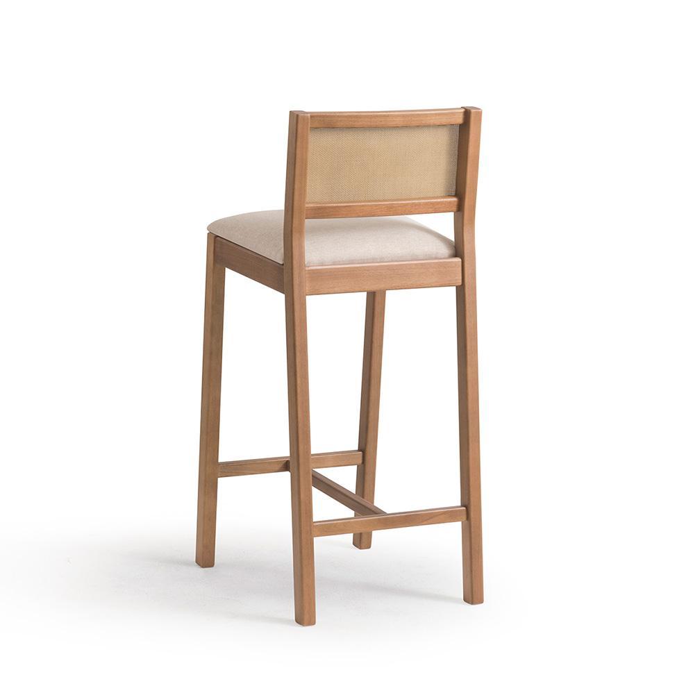 Banqueta Serena com Tela Nogueira Poliéster Bege e Marrom - 2