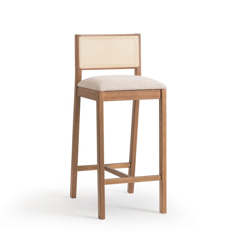 Banqueta Serena com Tela Natural Poliéster Bege e Marrom - 1