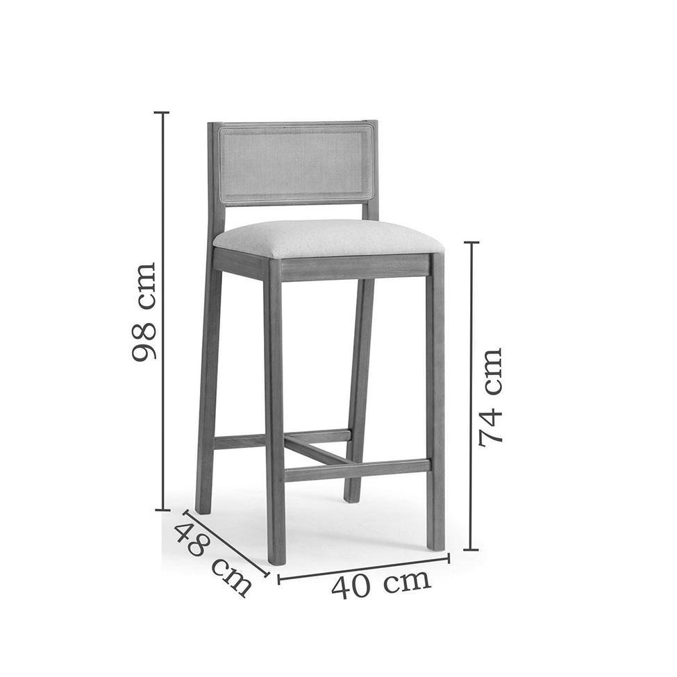 Banqueta Serena com Tela Natural Poliéster Bege e Marrom - 3