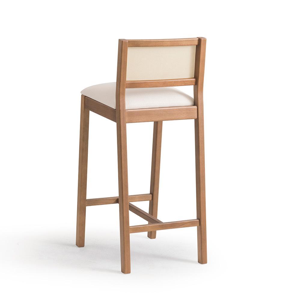 Banqueta Serena com Tela Natural Algodão Bege Claro e Marrom - 2