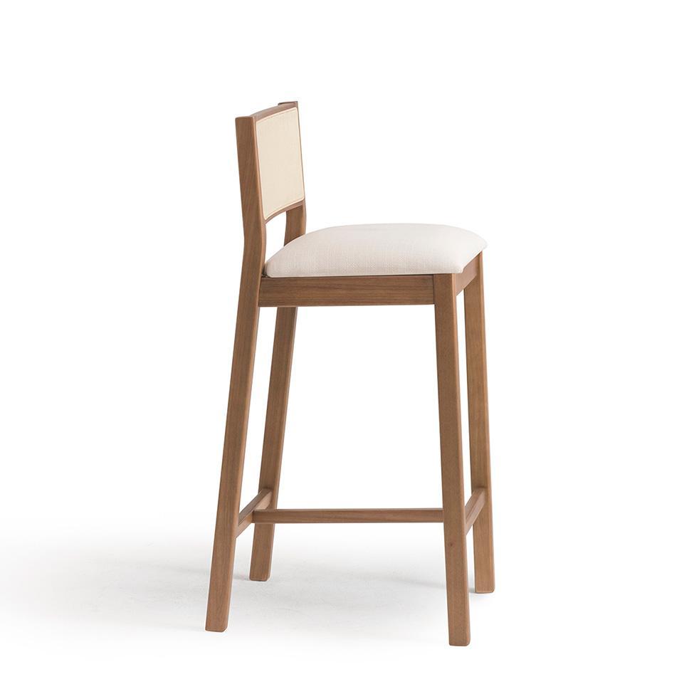 Banqueta Serena com Tela Natural Algodão Bege Claro e Marrom - 5