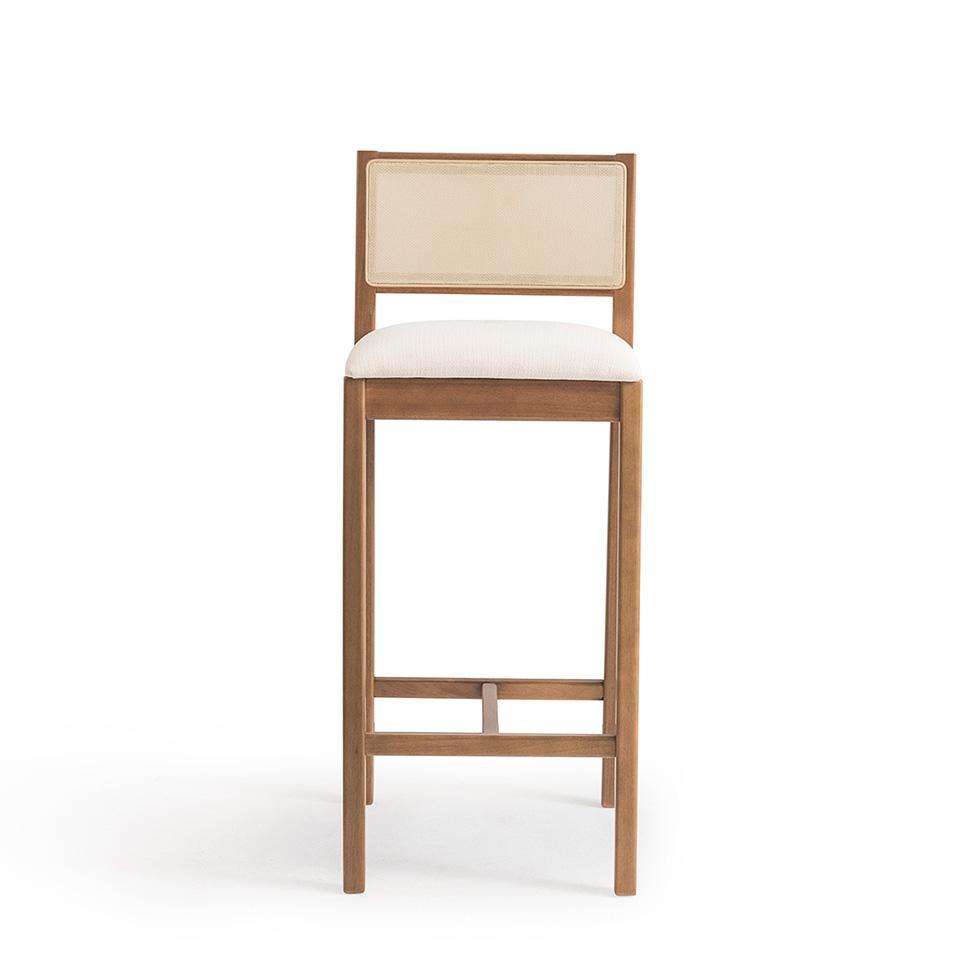 Banqueta Serena com Tela Natural Algodão Bege Claro e Marrom - 7