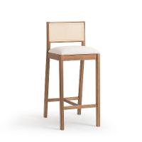 Banqueta Serena com Tela Natural Algodão Bege Claro e Marrom - 1