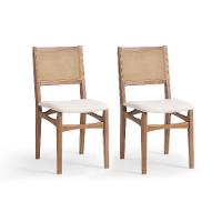 Conjunto com 2 Cadeiras Serena com Tela Nogueira Algodão Bege Claro e Marrom - 1