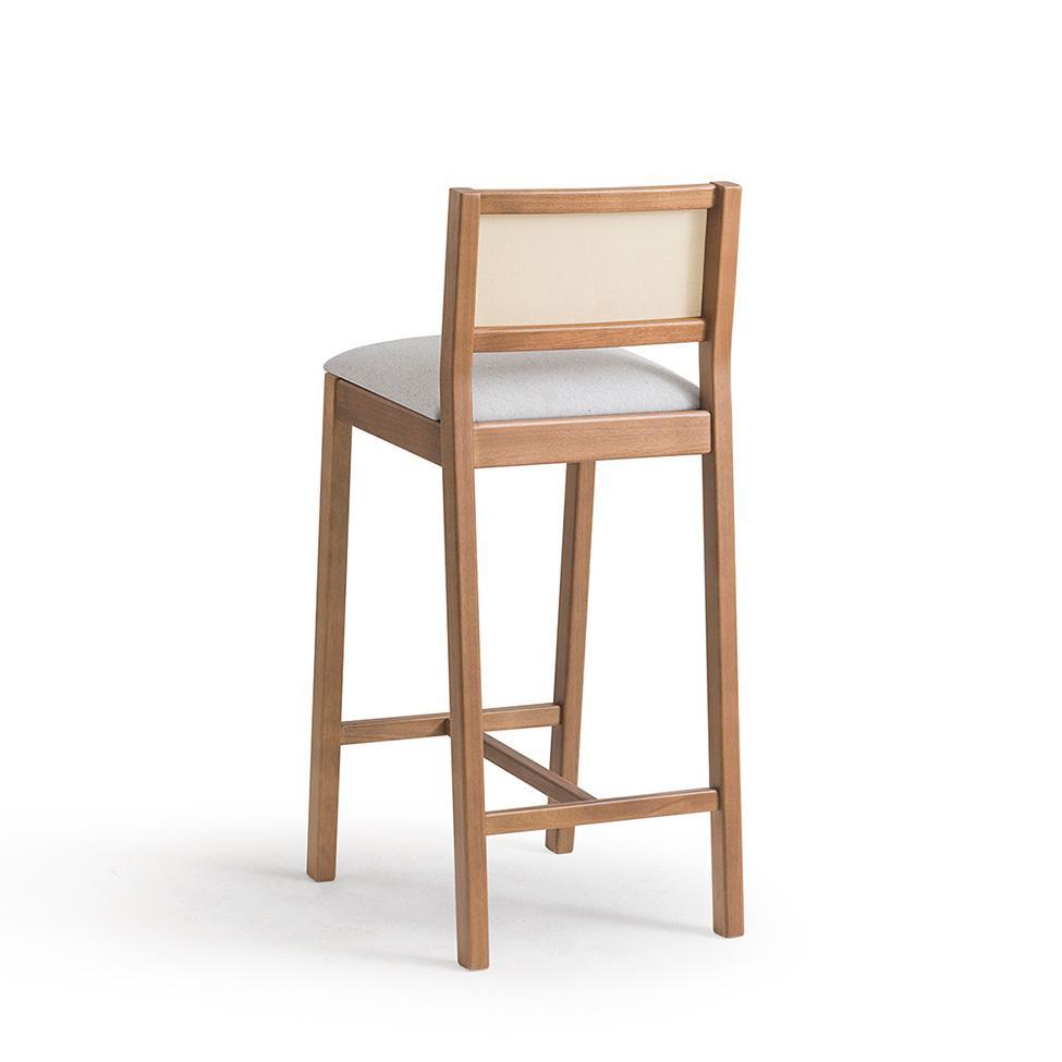 Conjunto com 2 Banquetas Serena com Tela Natural Algodão Cinza Claro e Marrom - 2