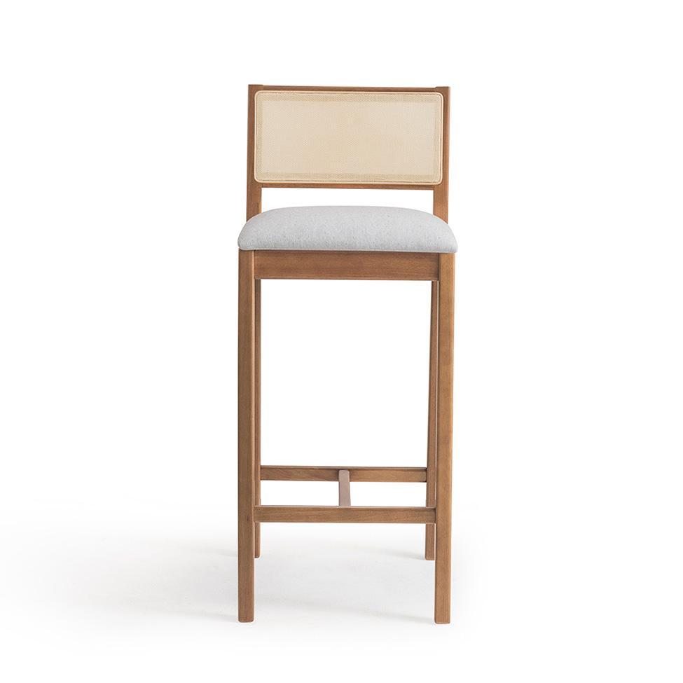 Conjunto com 2 Banquetas Serena com Tela Natural Algodão Cinza Claro e Marrom - 8