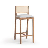 Conjunto com 2 Banquetas Serena com Tela Natural Algodão Cinza Claro e Marrom - 6