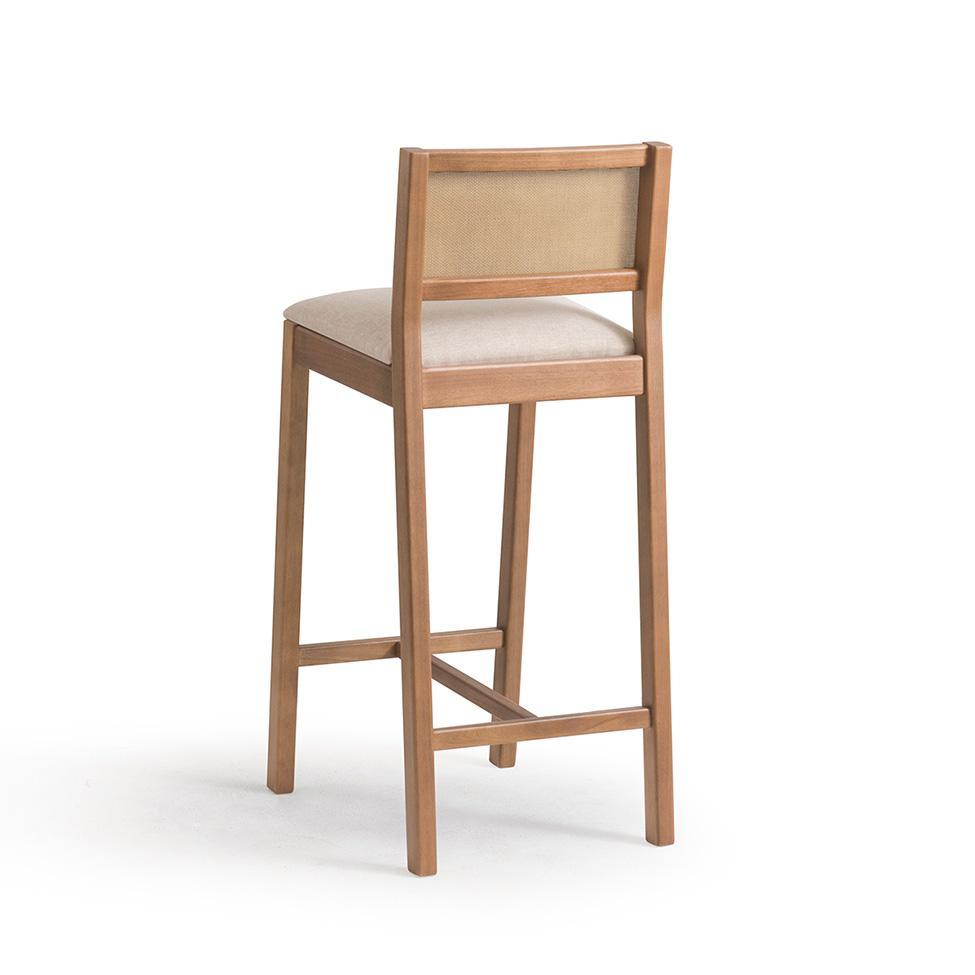 Conjunto com 2 Banquetas Serena com Tela Nogueira Poliéster Bege e Marrom - 2