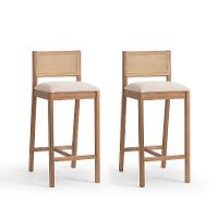 Conjunto com 2 Banquetas Serena com Tela Nogueira Poliéster Bege e Marrom - 1