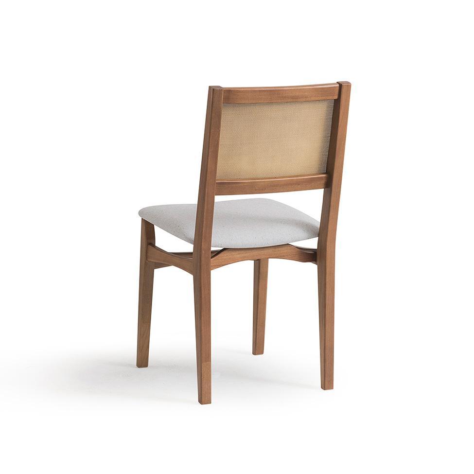 Conjunto com 2 Cadeiras Serena com Tela Nogueira Algodão Cinza Claro e Marrom - 4