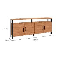 Buffet Otta 100% MDF 4 Portas Freijó e Preto - 3