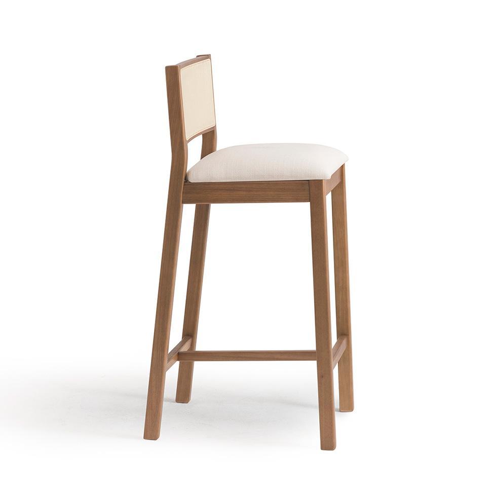 Conjunto com 2 Banquetas Serena com Tela Natural Algodão Bege Claro e Marrom - 5