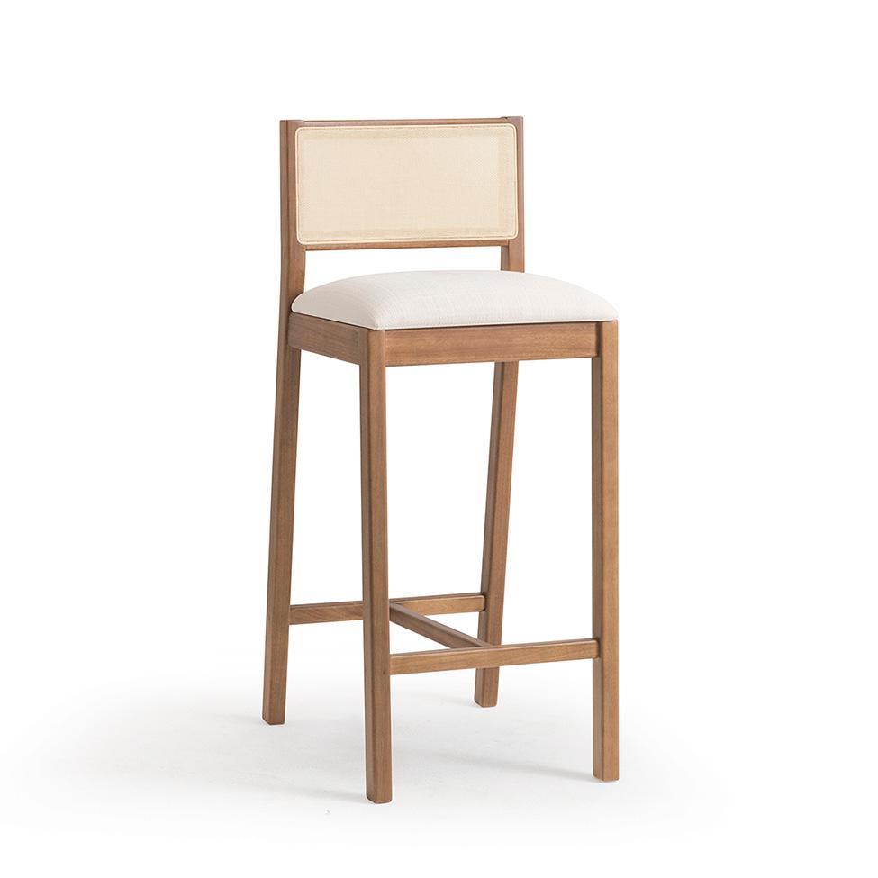 Conjunto com 2 Banquetas Serena com Tela Natural Algodão Bege Claro e Marrom - 6