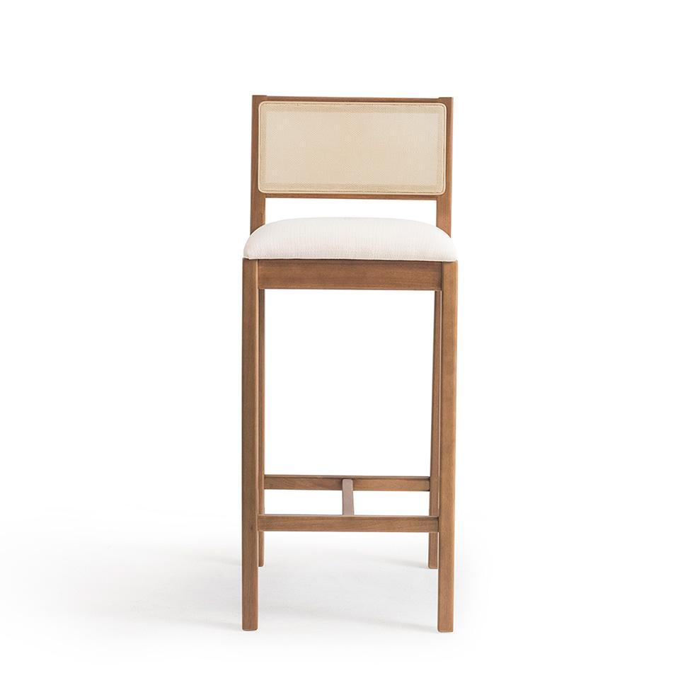 Conjunto com 2 Banquetas Serena com Tela Natural Algodão Bege Claro e Marrom - 8