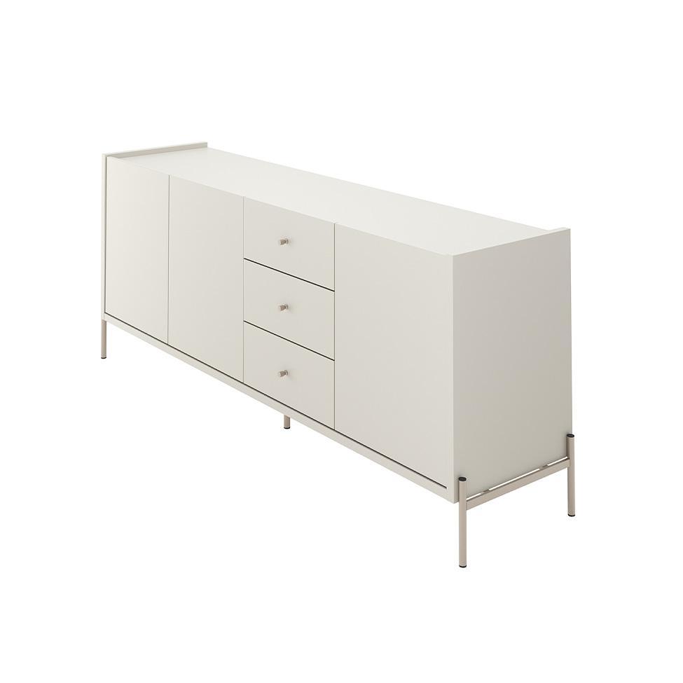 Buffet Jasper 3 Portas 3 Gavetas Off White e Champanhe - 1