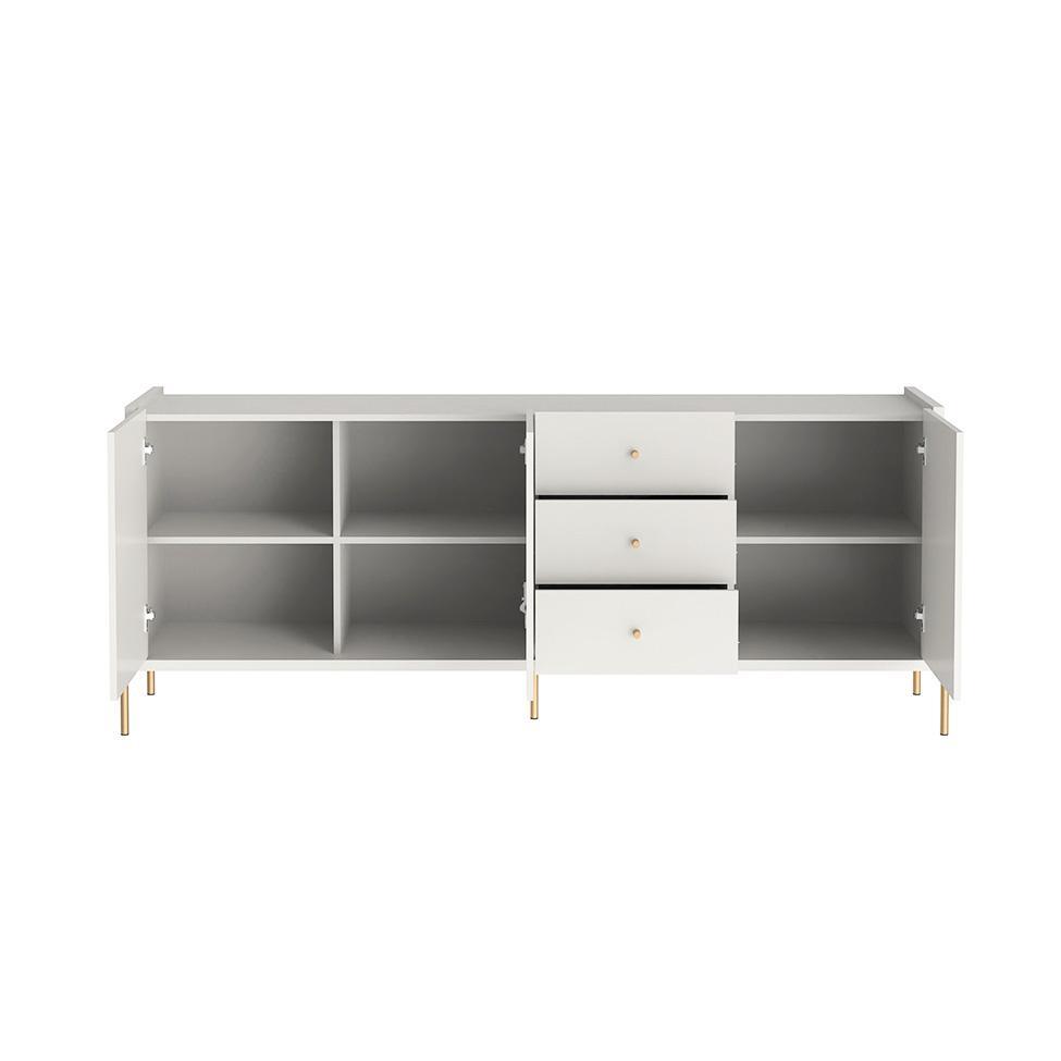 Buffet Jasper 3 Portas 3 Gavetas Off White e Champanhe - 2