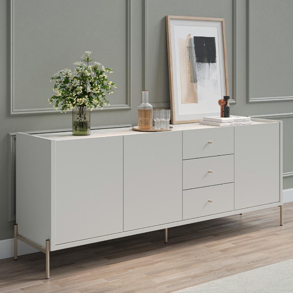 Buffet Jasper 3 Portas 3 Gavetas Off White e Champanhe - 4